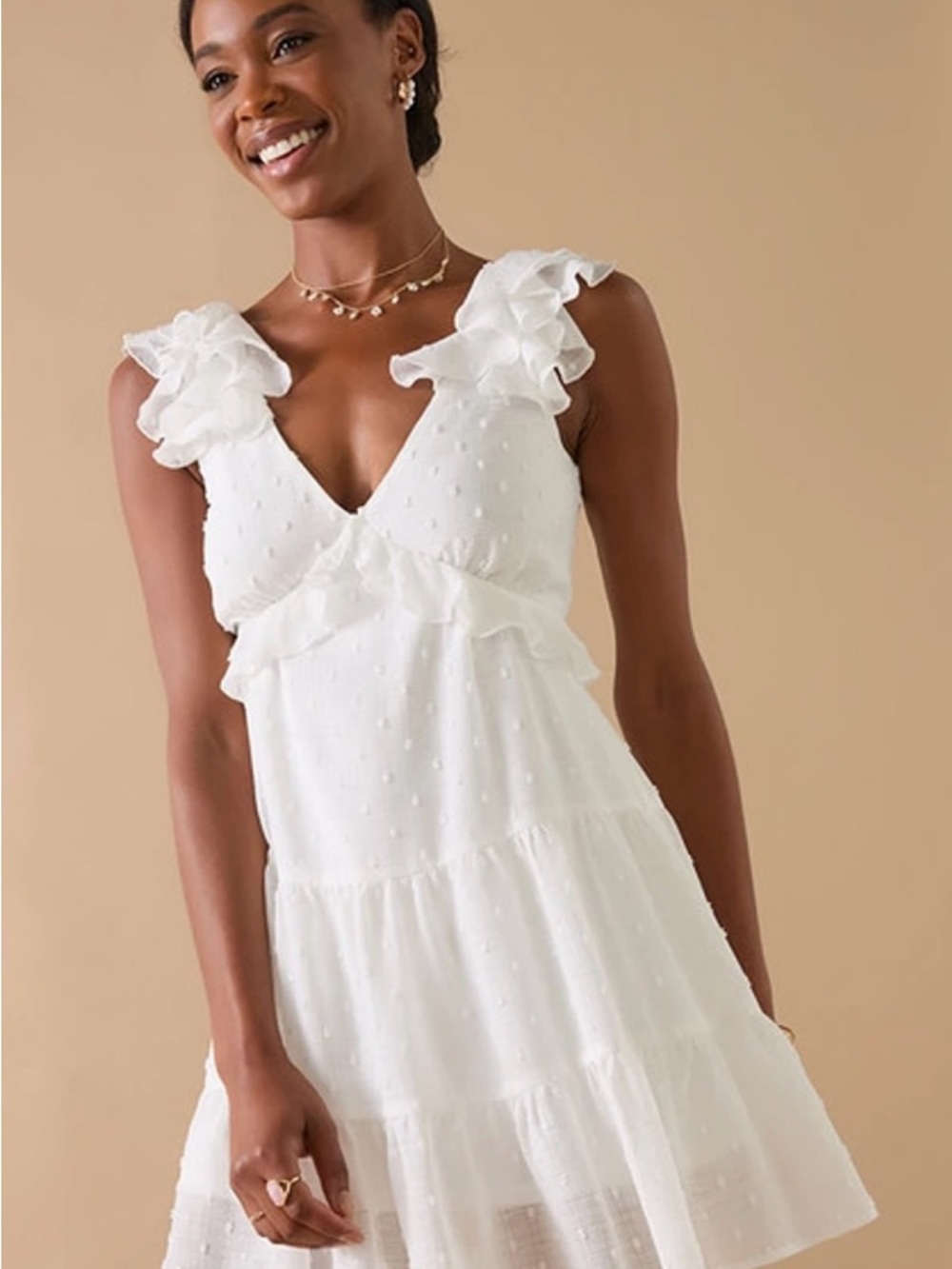 Trixxi White Swiss Dot Off-Shoulder Top